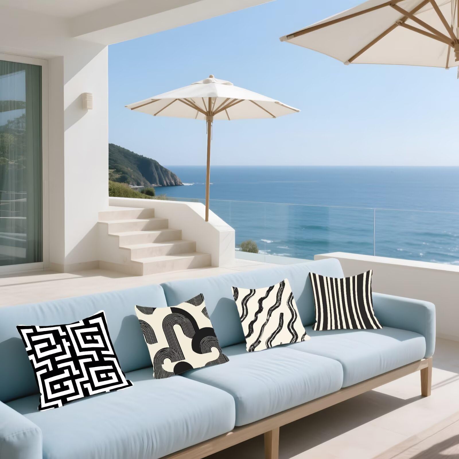 Cojines Sofa Fundas Cojines 50x50cm SúPer Suave Cojin Geometría Raya Juego de 4, Fundas Almohada Impermeable Exterior, Interior Y Exterior Cojin Decorativos, Para JardíN SalóN Regalos NavideñOs P-337
