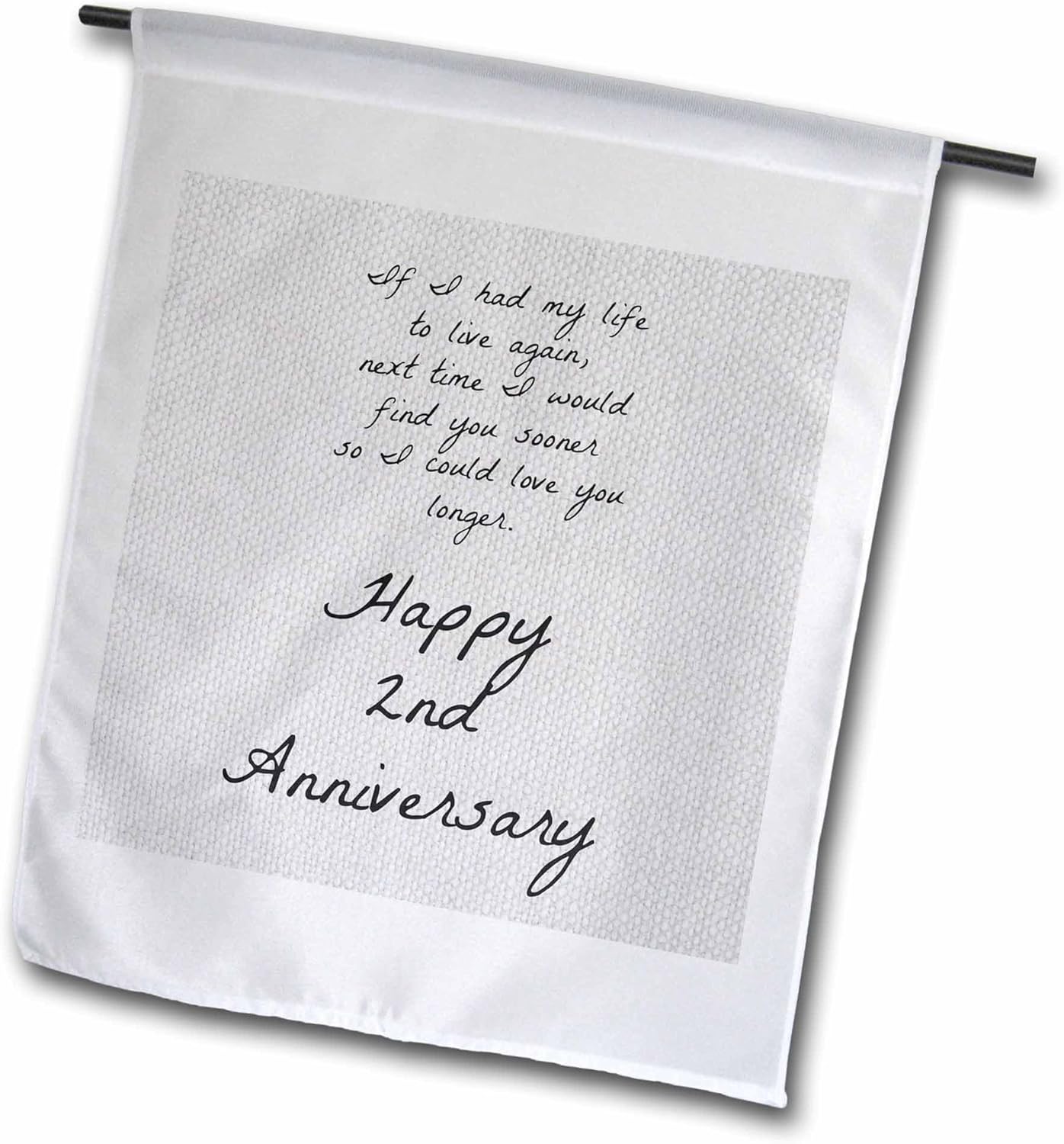 3dRose 2Nd Anniversary I Could Love You Longer,Faux Cotton-Like Background - Garden Flag, 18 by 27"