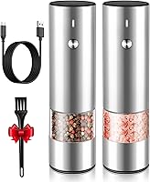 Vista 9 de Juego de molinillo de sal y pimienta eléctrico recargable - Capacidad extra grande - Molinillos de pimienta negra y sal marina automáticos