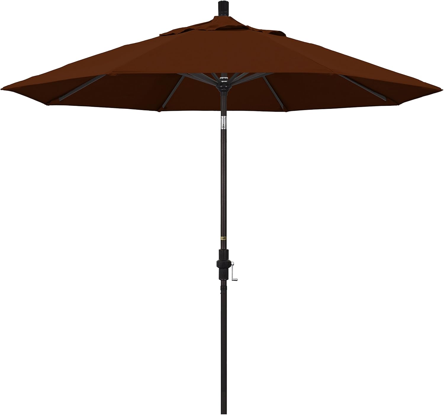 California Umbrella 9' Round Aluminum Market Umbrella, Crank Lift, Collar Tilt, Bronze Pole, Pacifica Brick