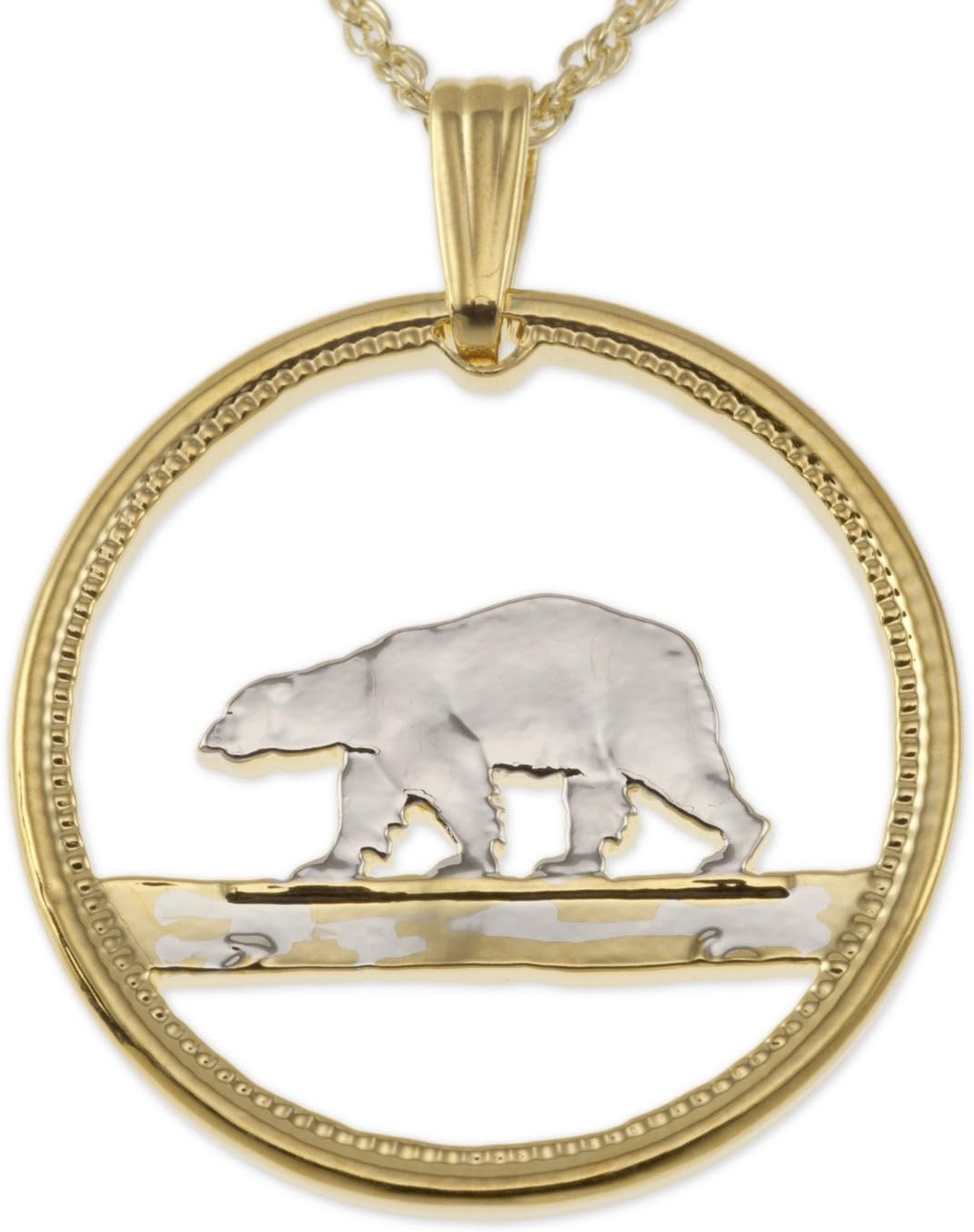 Polar Bear Pendant & Necklace, Greenland Coin Hand Cut