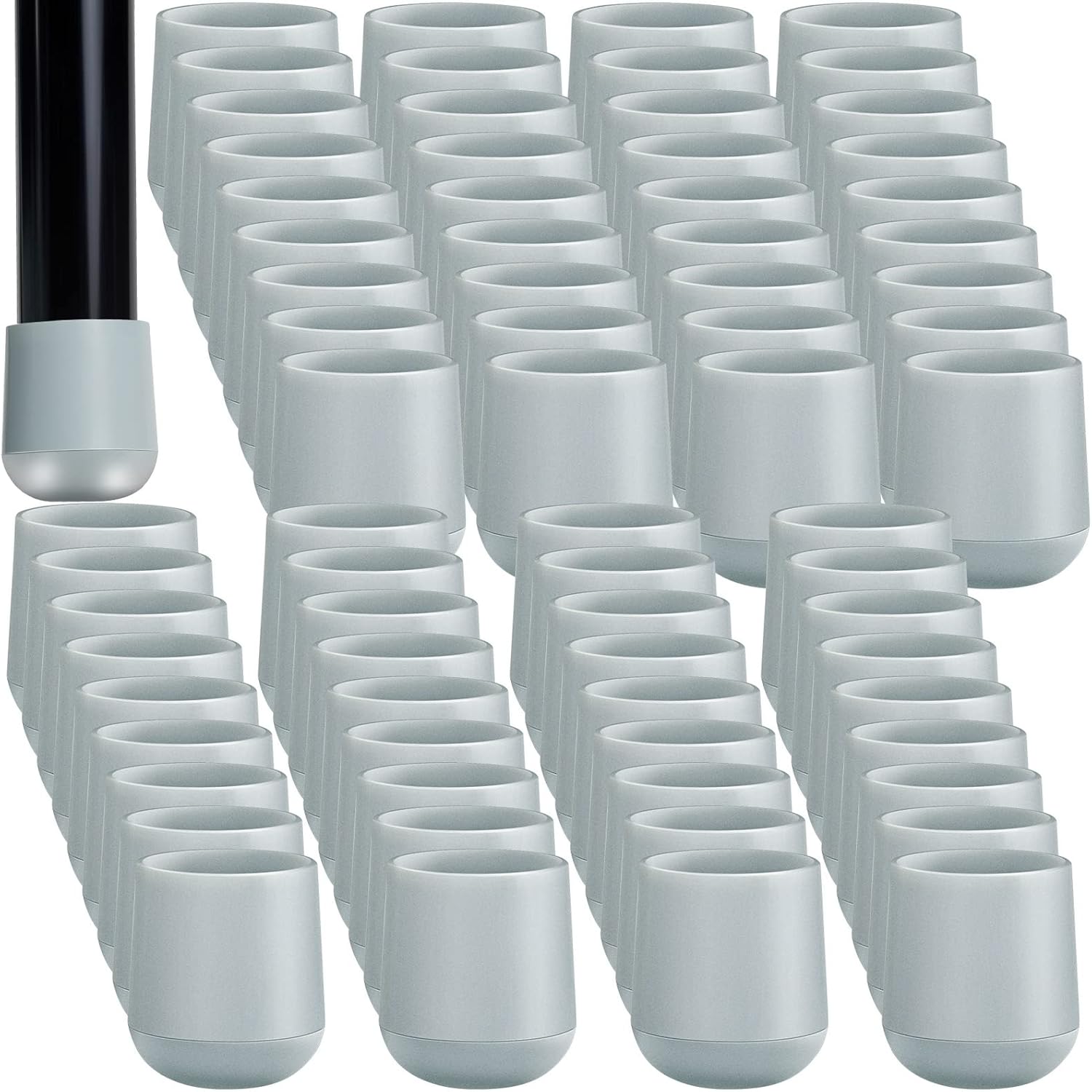 Jetec 72 Pieces 7/8 Inch Folding Chair Leg Caps Heavy-Duty Plastic Chair End Caps Non-Marring Furniture Glides Round Hardwood Floor Protectors, Grey