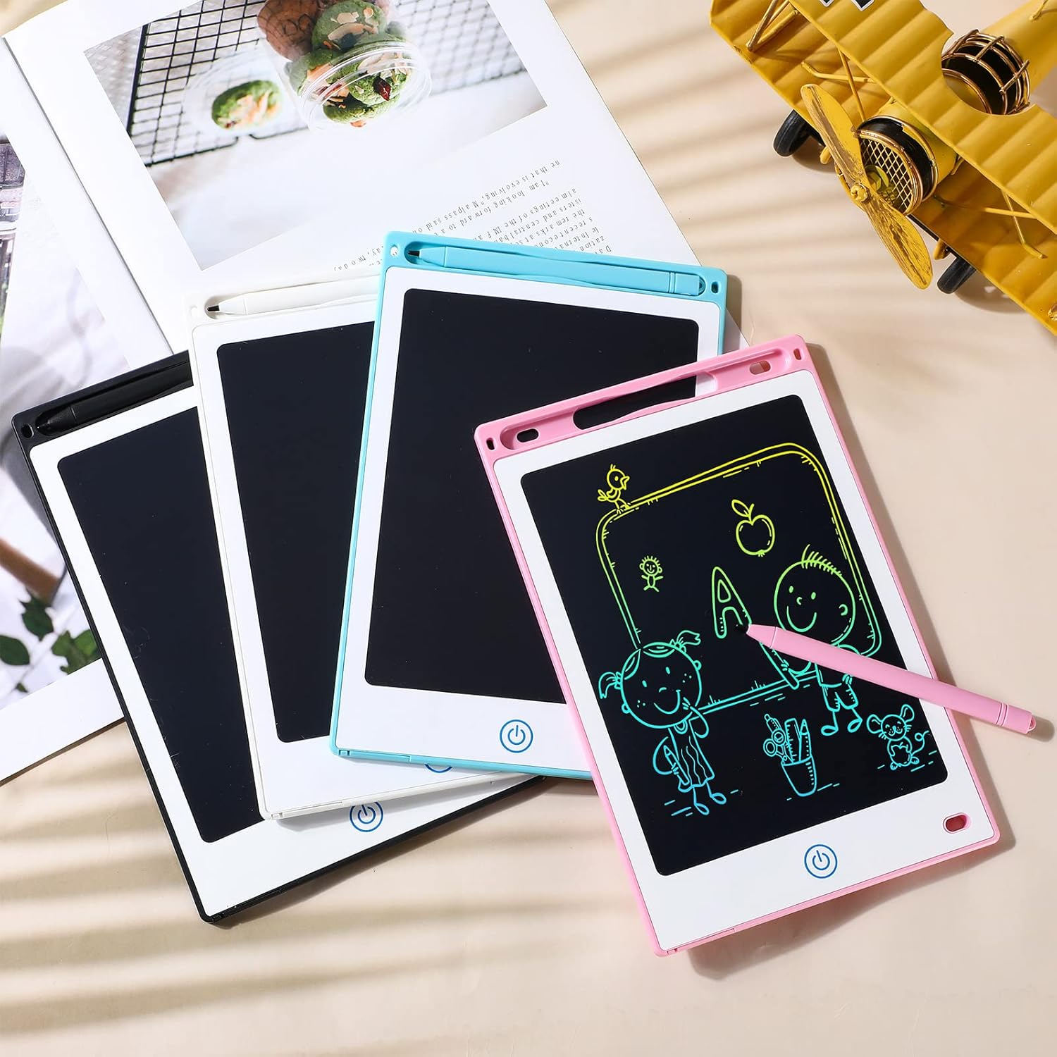 Zhehao 32 Pcs LCD Writing Tablet for Kids Bulk 8.5 Inch Colorful Doodle Board Tablet Erasable Doodle Pad Educational Toy Birthday Easter Gift for Boys Girl Age 3-10(White, Black, Pink, Blue)