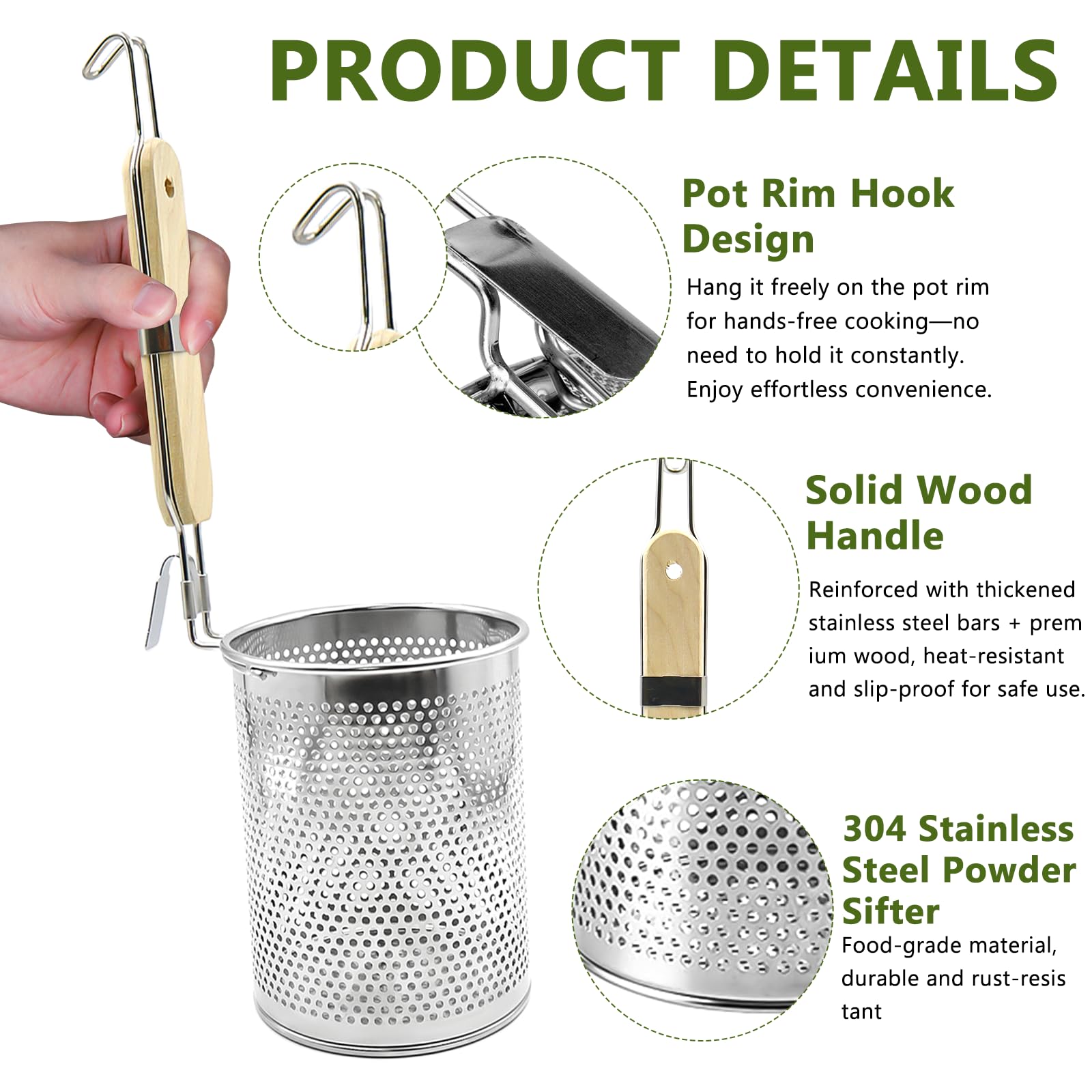 OMJMYY Set di 2 Cestello per Pasta 12cm Colapasta Acciaio Inox Cestello per Pasta Separata Scolapasta con Manico Cesto Colino in Metallo per Lavare Friggere Cuocere a Vapore Drenare