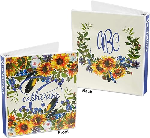 Miniatura 8 de Carpeta personalizada de 3 anillas de girasoles - 2 pulgadas