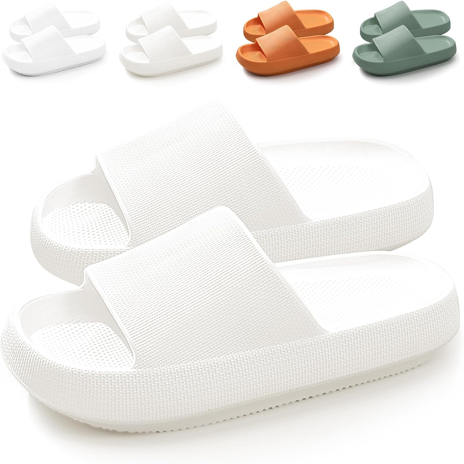 Cloud Sliders for Women and Men - Super Soft Pillow Slippers, Open-Toe Sandals for Shower, Pool, Summer, Indoor & Outdoor