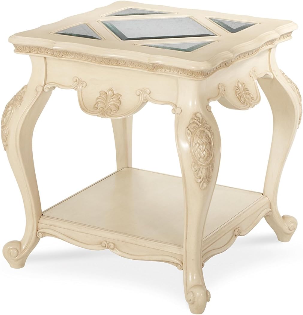 Michael Amini Lavelle End Table, Blanc