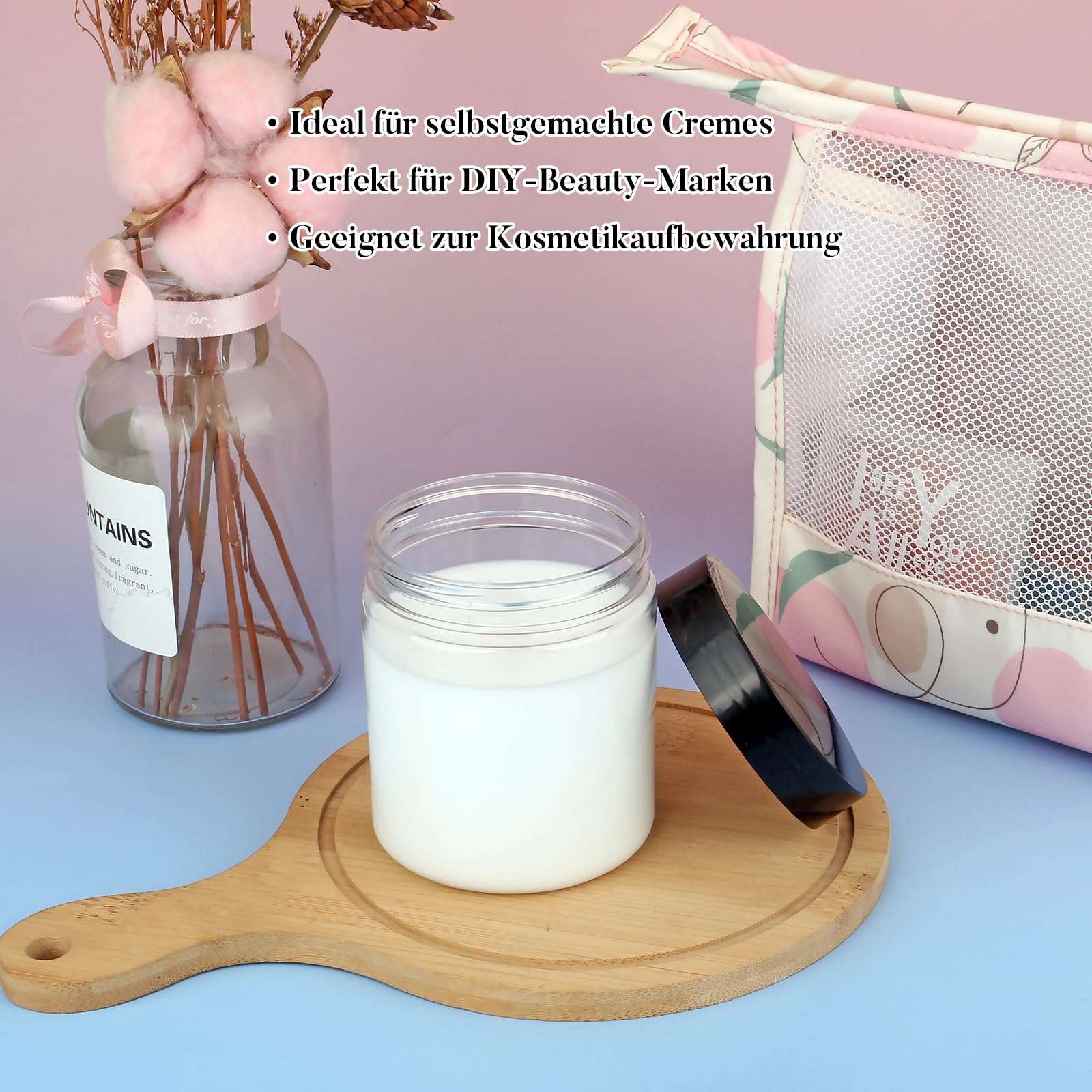 4 Grüne Glas-Cremetiegel 50 Ml Mit Deckel & Spatel – Leere Dosen Für Kosmetik, BPA-frei