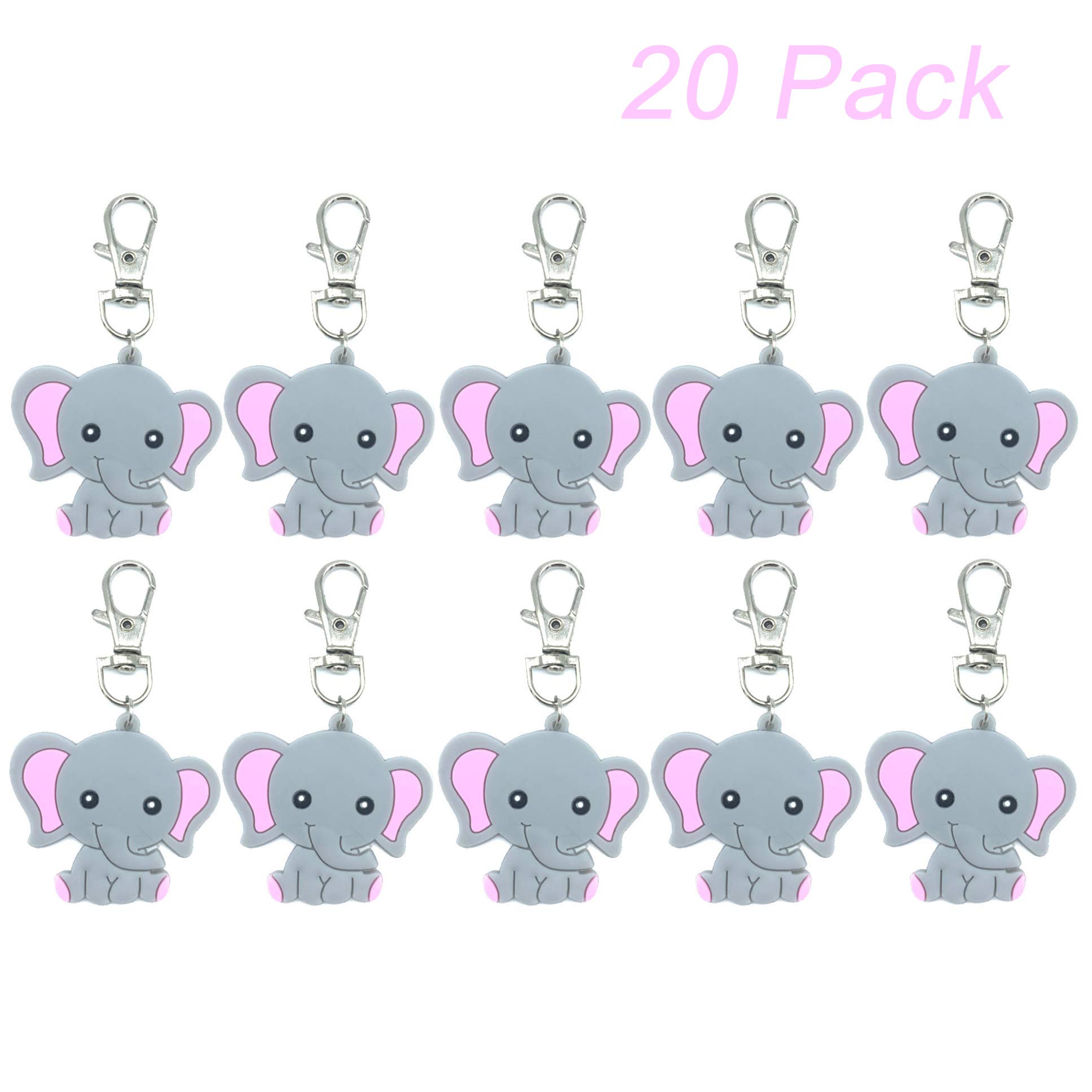 20 Pack Baby Shower Return Gifts for Guests, Pink Baby Elephant