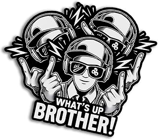 Cool DJ and Announcer Whats up Brother Cool Gesture Groove On Decal Sticker for Tumbler, Mug, Cup, Laptop, Phones, Helmets, 2 Inches, White