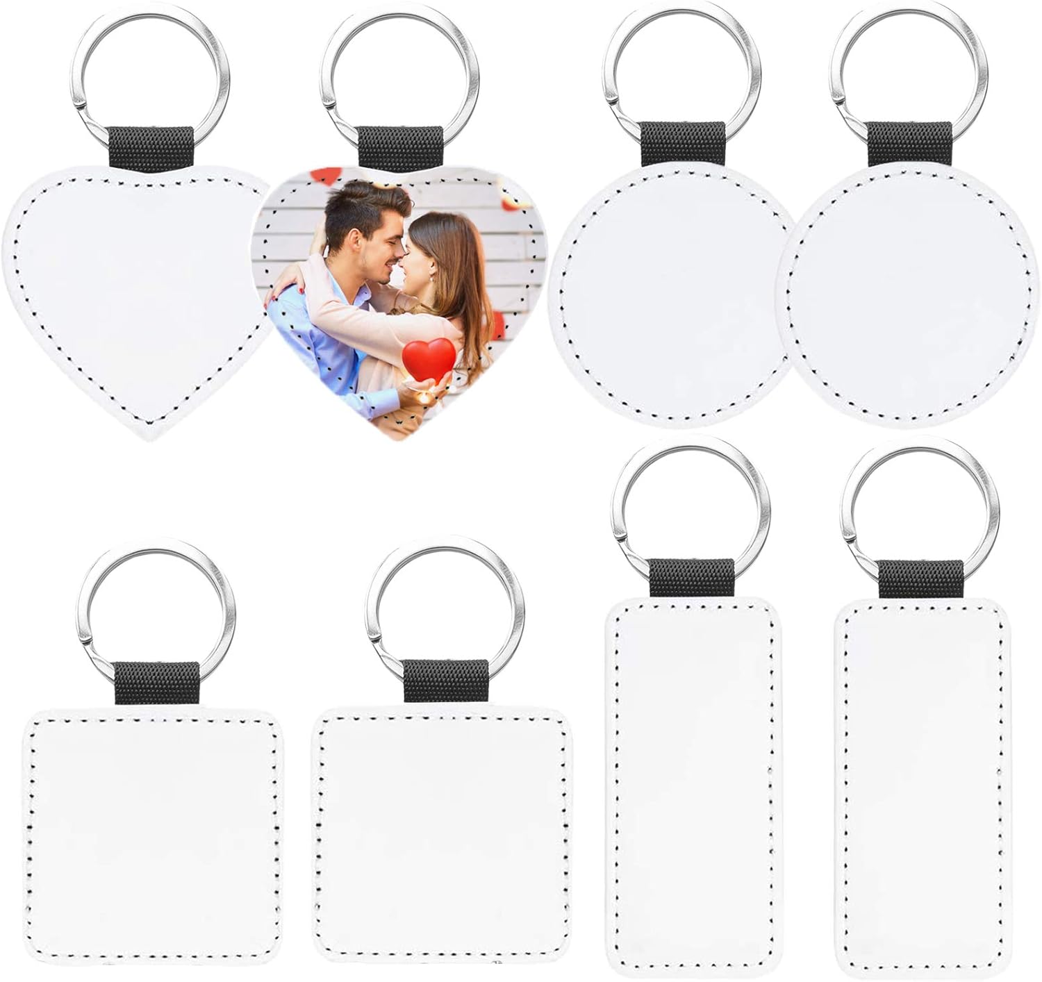 Arokimi Sublimation Keychains Blank,PU Leather Heat Transfer Keychain Keyring,8 Pcs - Image 7