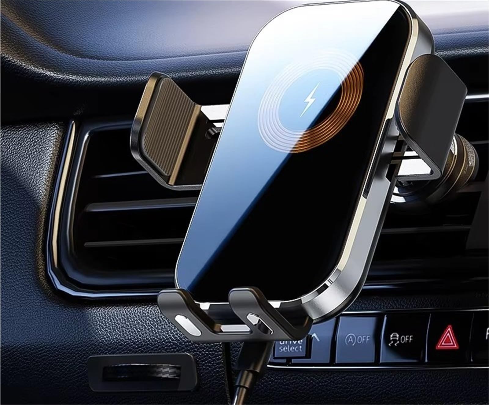Per IPhone Caricabatterie Universale Wireless Auto Supporto Telefono Supporto 15 W Ricarica Rapida Accessori Rilevamento Intelligente Porta Cellulare Auto(Silver)