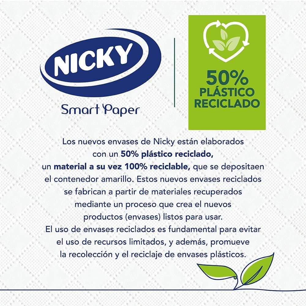 Nicky Miluss - Carta da cucina extra forte, confezione da 6 rotoli, 340 fogli a 3 strati per rotolo, carta super assorbente ed extra forte, imballaggio riciclabile, cellulosa pura al 100% certificata