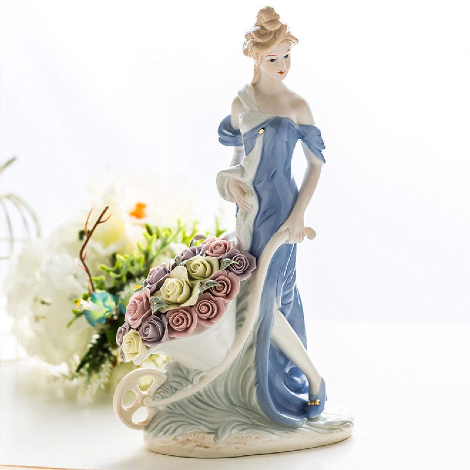 Estatua Decoración de exhibición de regalo Esculturas Estatua Adornos de estatuillas Decoraciones de escritorio abstractas y creativas Estatua, Cerámica Rosa Dama Arte Escultura Porcelana Figura de ni