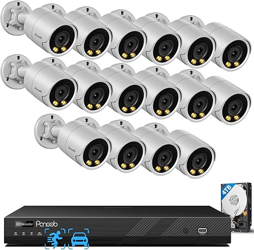 Miniatura 17 de Sistema de cámara de seguridad de 16 canales PANOOB 4K para uso comercial, NVR PoE 4K 16CH HDD 4TB, 16x cámaras IP al aire libre con cable 8MP,
