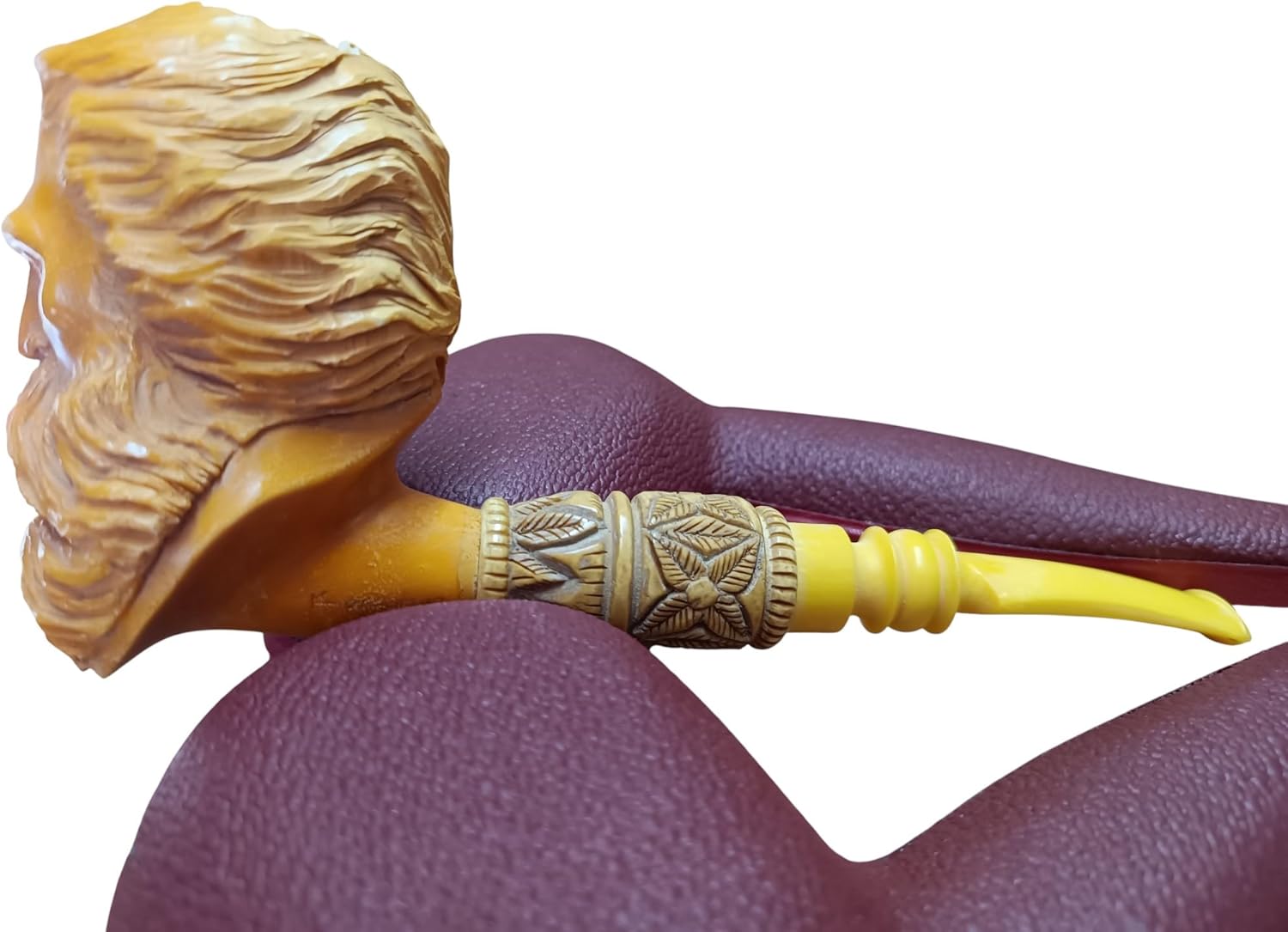 Block Meerschaum head of a bearded man pipe