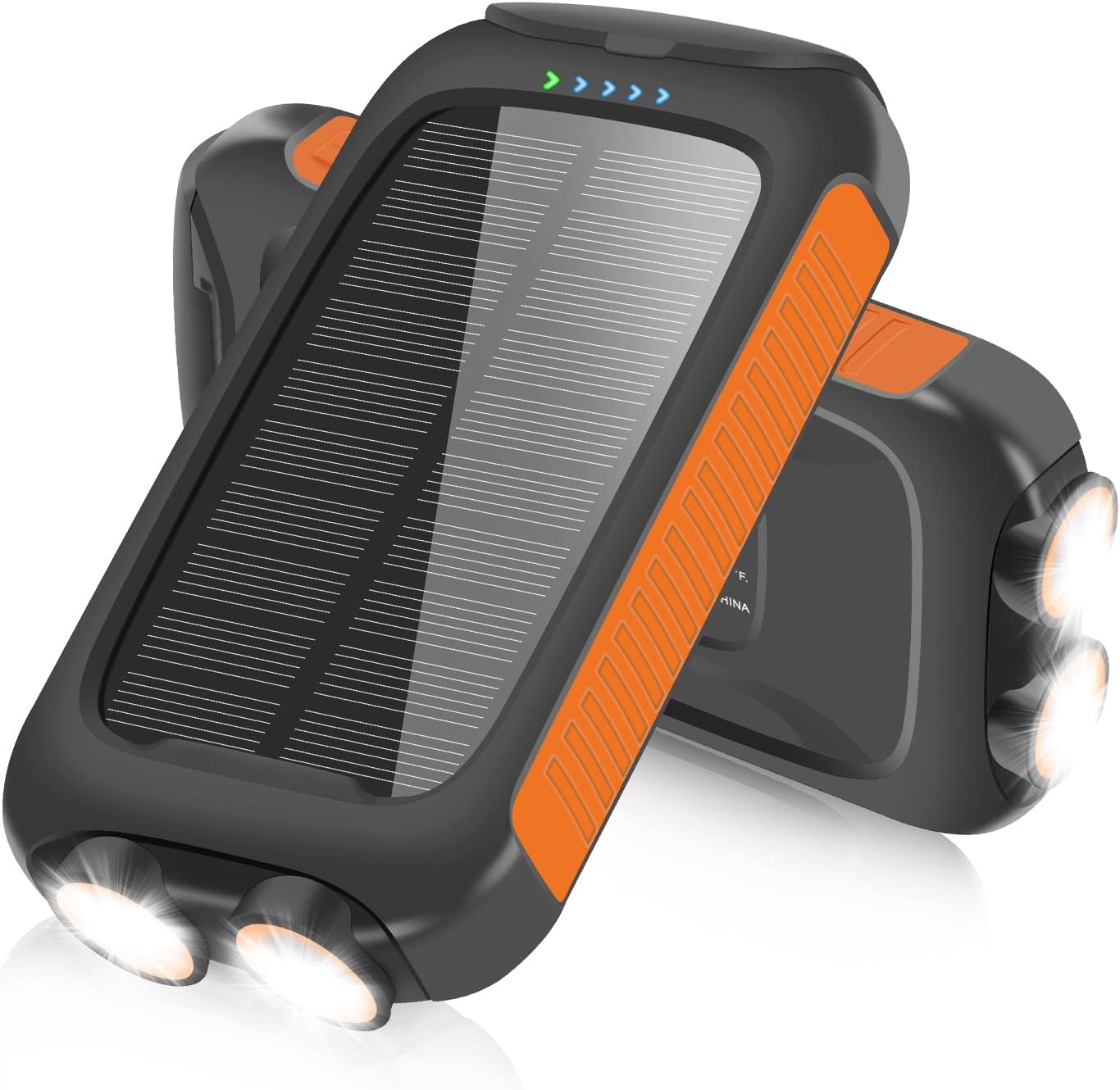 Dyuanup 20,000mAh Solar Charger Power Bank 2LED Flashlight IP65 Waterproof with Dual USB Outputs and Type C Input/Output Built-in Solar Panel for Outdoor Camping for All Cell Phones (Blue)