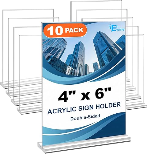 Miniatura 18 de EHWINE Soporte acrílico para letreros de 8.5 x 11 pulgadas, paquete de 10 soportes de doble cara para letreros de mesa, marco de fotos acrílico