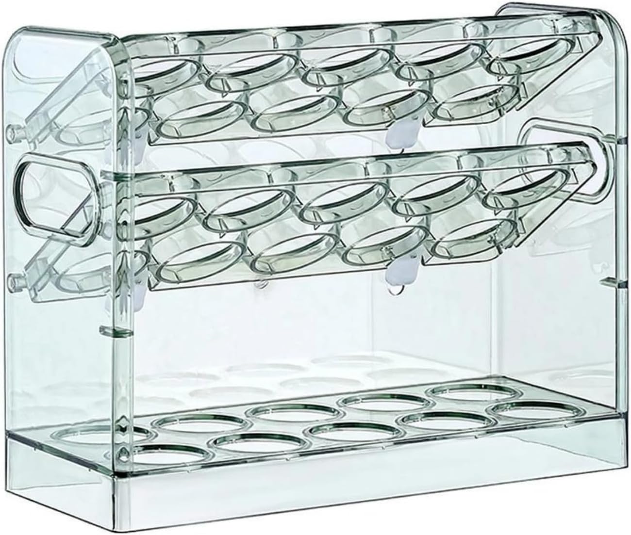3 Tiers Eggs Holder with One Hand Operations Designs for Fridge Door Storage Clear Plastic Container Holds 30 Eggs