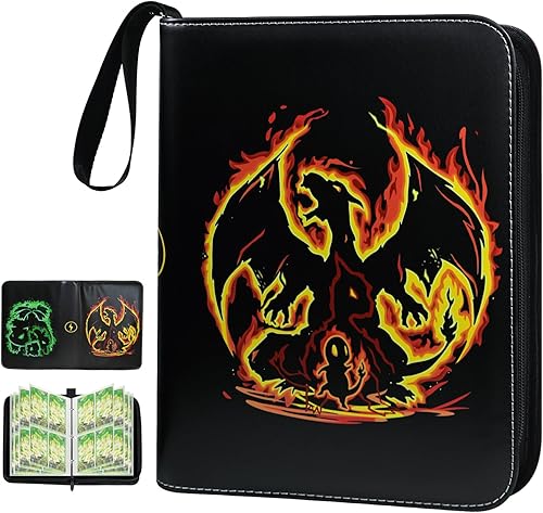 Carpeta de tarjetas de 4 bolsillos, 440 bolsillos con 55 fundas extraíbles para juegos de JCG, colección de tarjetas coleccionables deportivas,