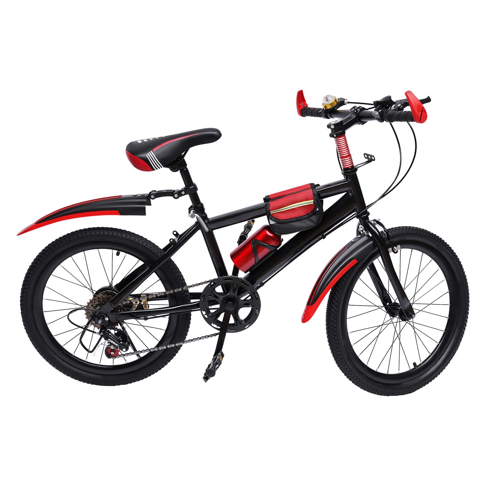 WooDerson Mountain bike da 20 pollici, per bambini, con supporto per bicchiere d'acqua e campana della bussola, capacità di carico 85 kg, in acciaio al carbonio, per strade e montagne
