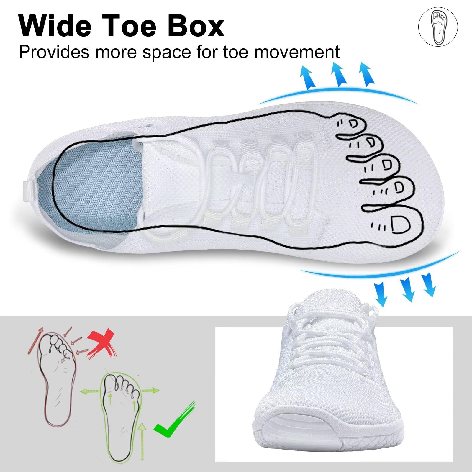 Wizshoe Zapatillas Barefoot Unisex Punta Ancha Minimalistas Zero Drop Trail Running 37-45 EU