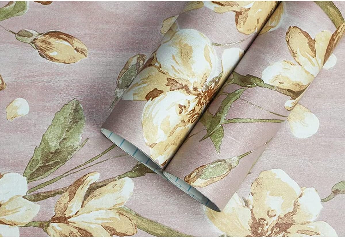 2Pack Orange Floral Drawer Liners Self-Adhesive Shelf Covering Papers Water-Resistant Protect Laptop Writing Desk Coffee Table 17.7 Inch Wide