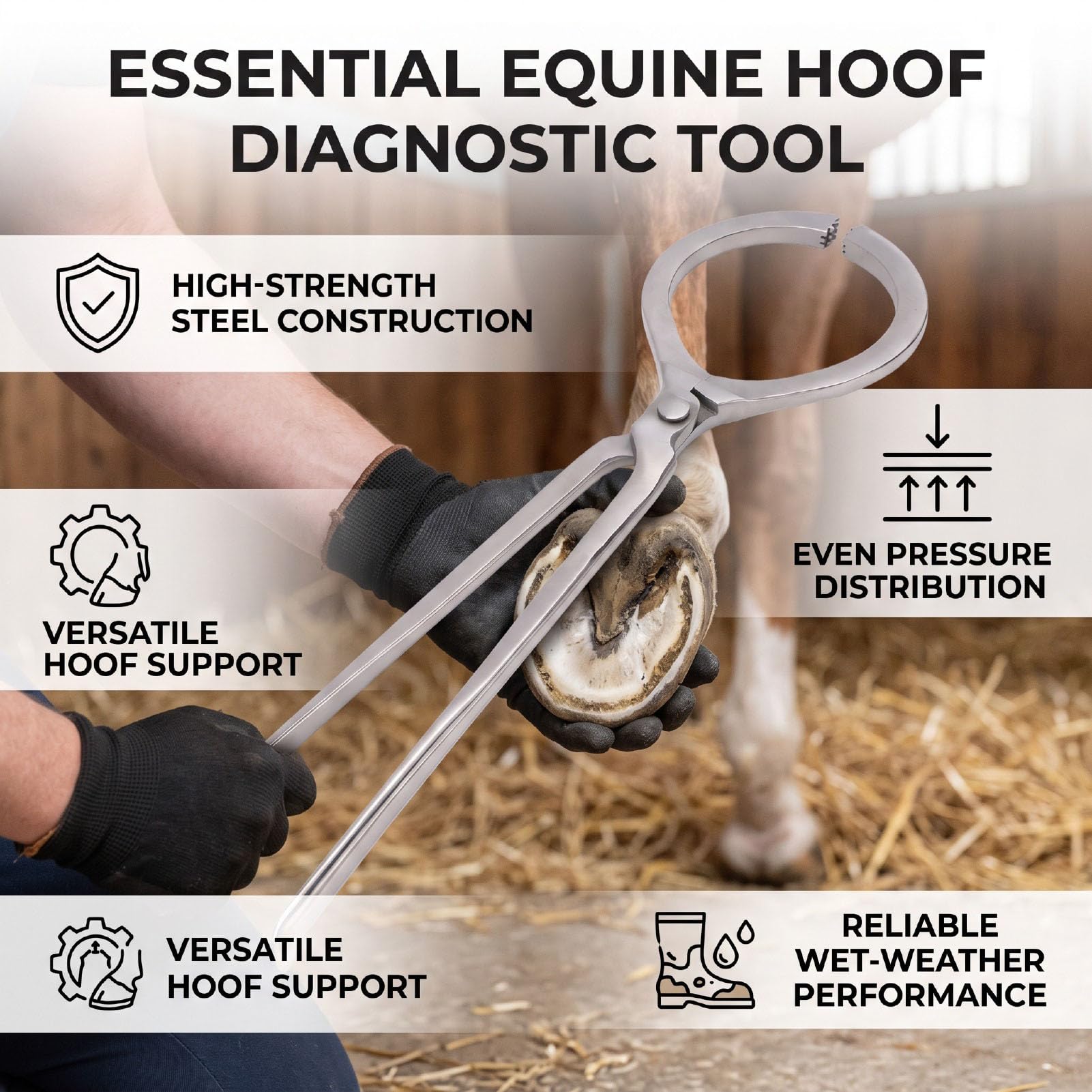 Comprobador de Cascos Equinos, Herramienta para Casco de Caballo | Alicates veterinarios para cascos, detectan dolor y cojera, cuidado equino, for Caballos