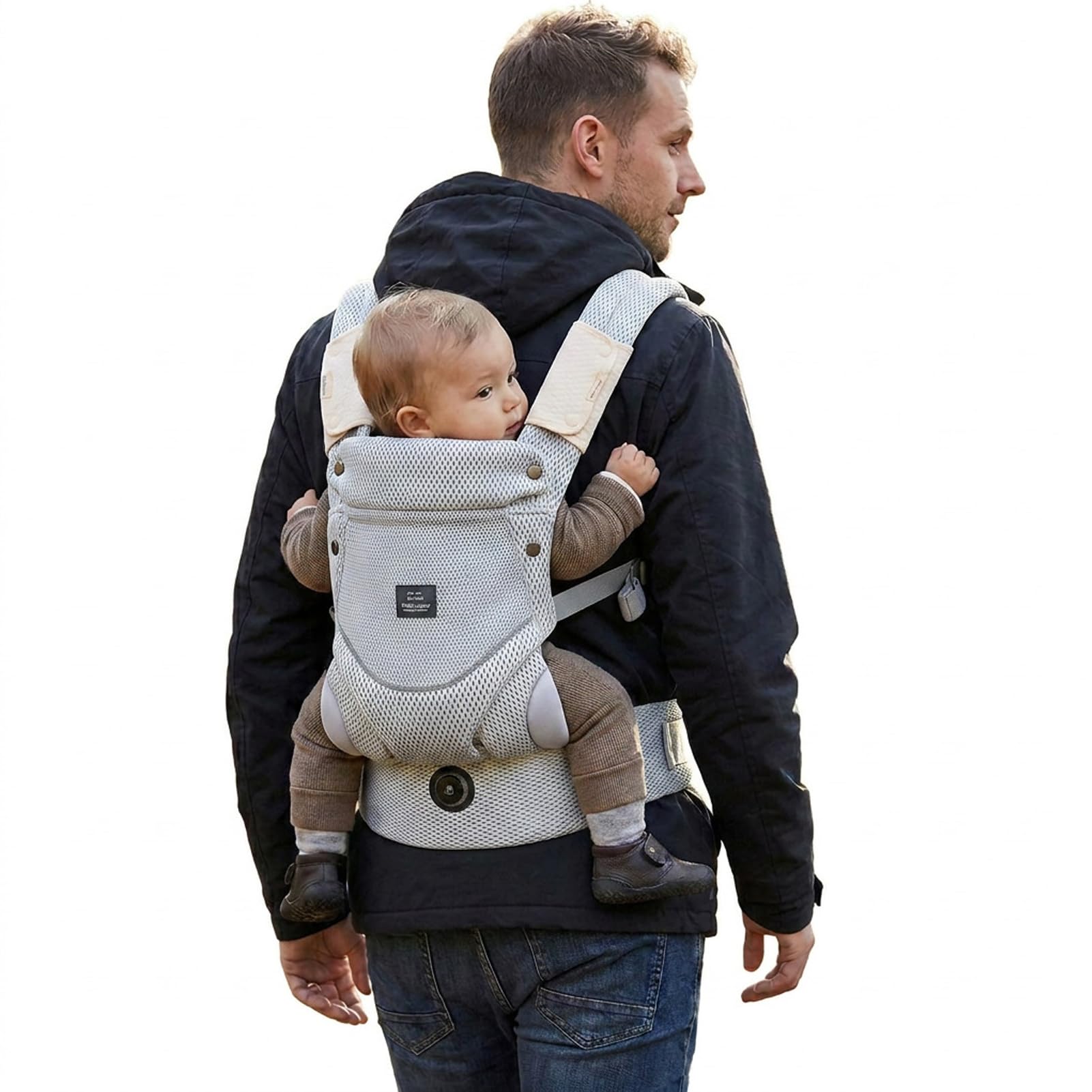 Bebamour Porte-bébé ergonomique pour nouveau-né à tout-petit, largeur de siège réglable avec bouton à une main, porte-bébé avant et arrière, coton doux et maille respirante, 3,6 à 14,9 kg, 4 à 36 mois
