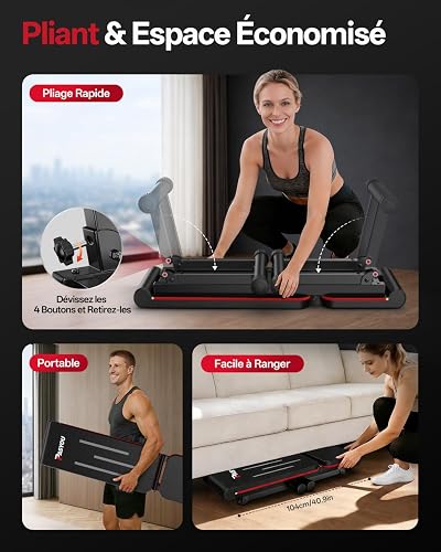 PASYOU Banc Musculation Pliable, Banc Muscu Plat et Inclinable Multi-Niveaux avec 300KG de Capacité de Charge, Réglable Banc de Musculation pour Salle de Sport à Domicile Double Cadre. - 3