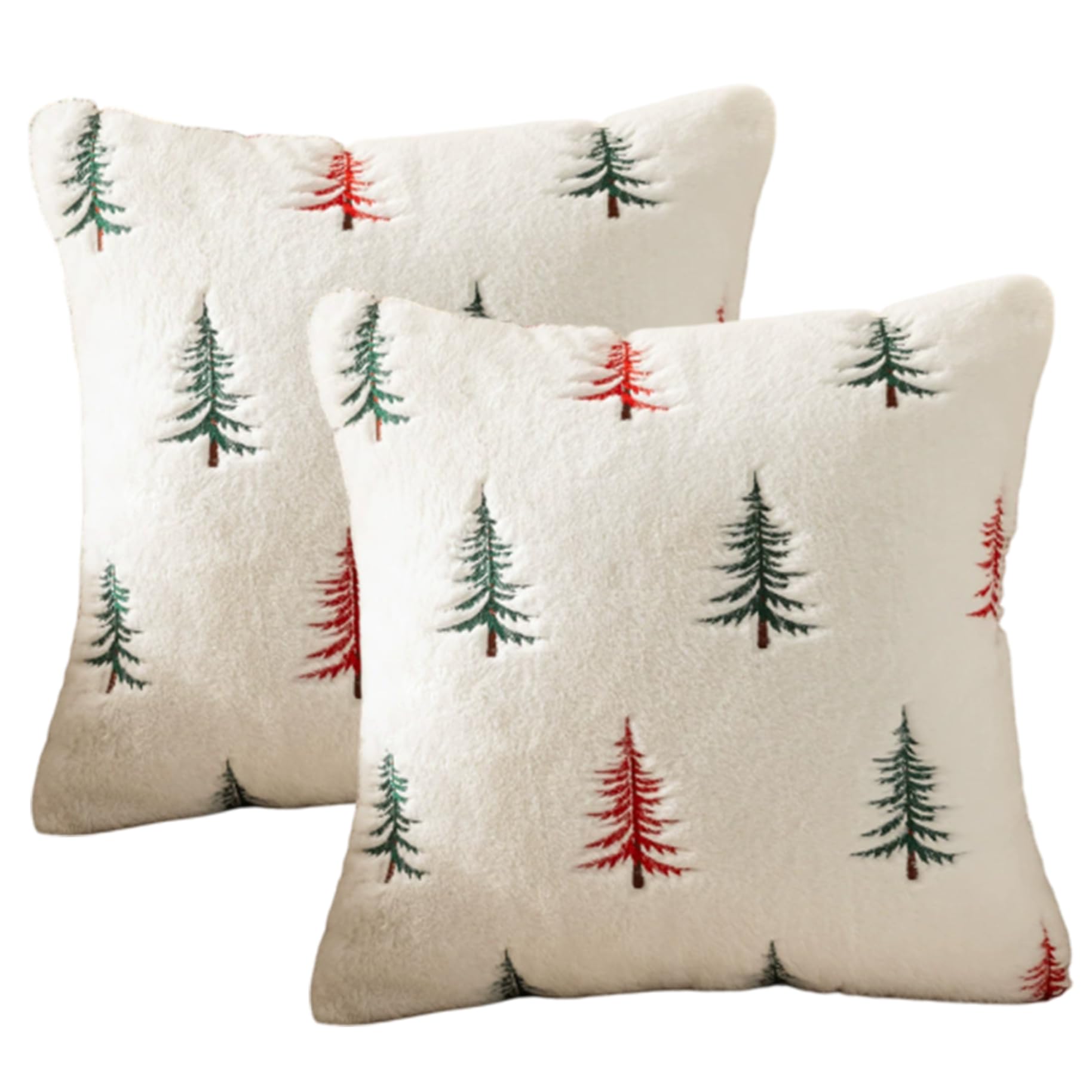 CAKEEYUM 2Pcs Christmas Pillow Covers 18x18 Christmas Tree Soft Plush Throw Pillow Covers Decorative Winter Holiday Decor for Sofa Living Room 18x18, Throw
