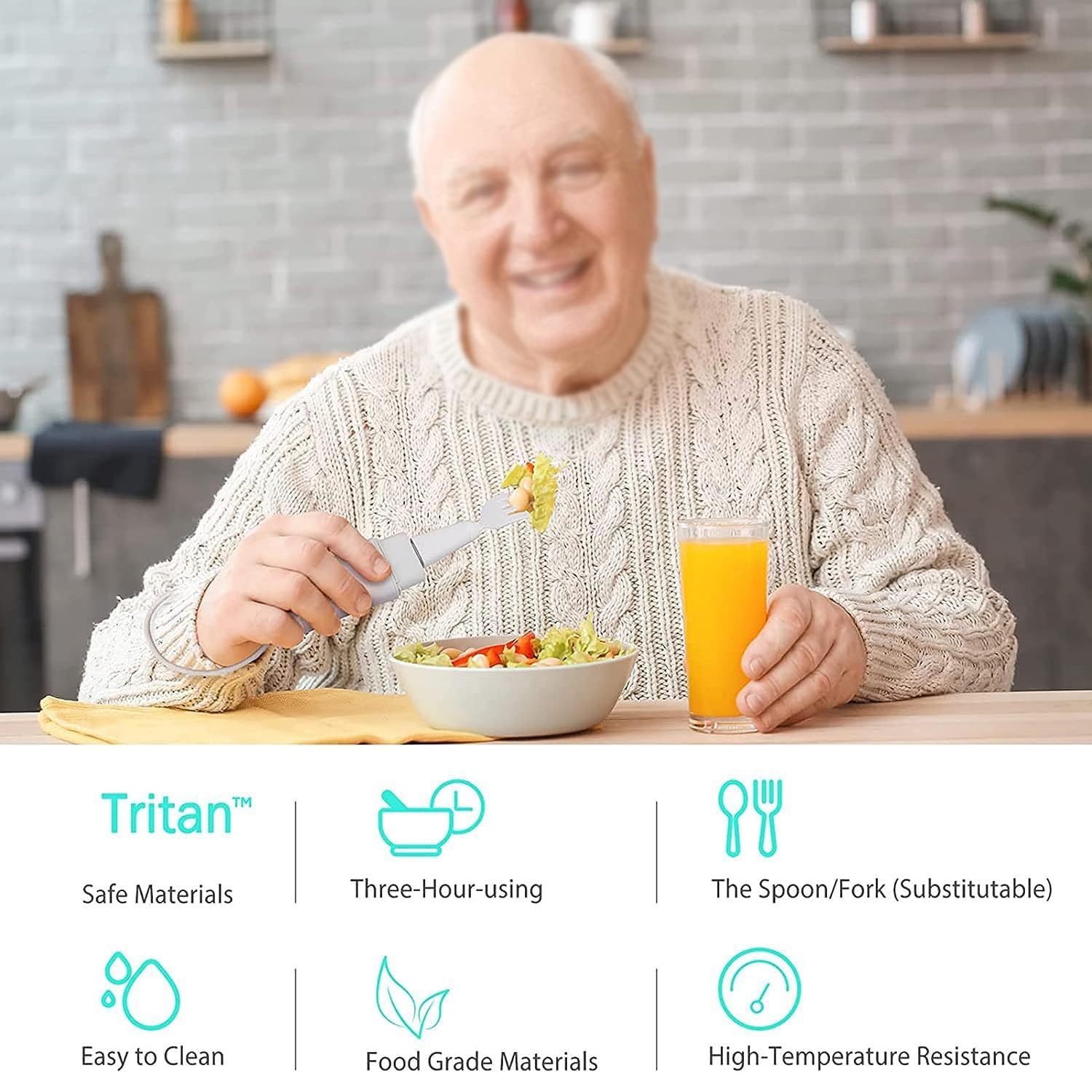 Cuchara Parkinson para Temblores De Manos, Cuchara Y Tenedor Estables Partibles con Kit De Elevación Inteligente Autoestabilizador para Pacientes con Artritis, Ancianos