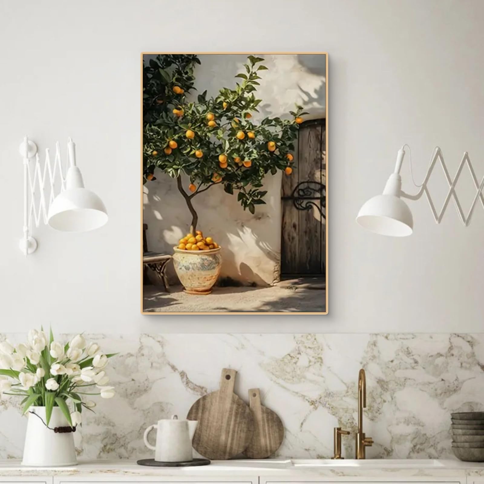 TROYSINC Lot de 2 posters motif plantes méditerranéennes citronnier olivier 50x70 cm sans cadre