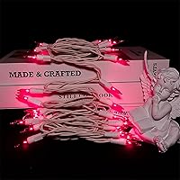 Vista 2 de MULTI-SPARKING Guirnalda de luces de Navidad rosadas, 35 unidades, incandescentes, mini luces de Navidad rosadas para árboles pequeños