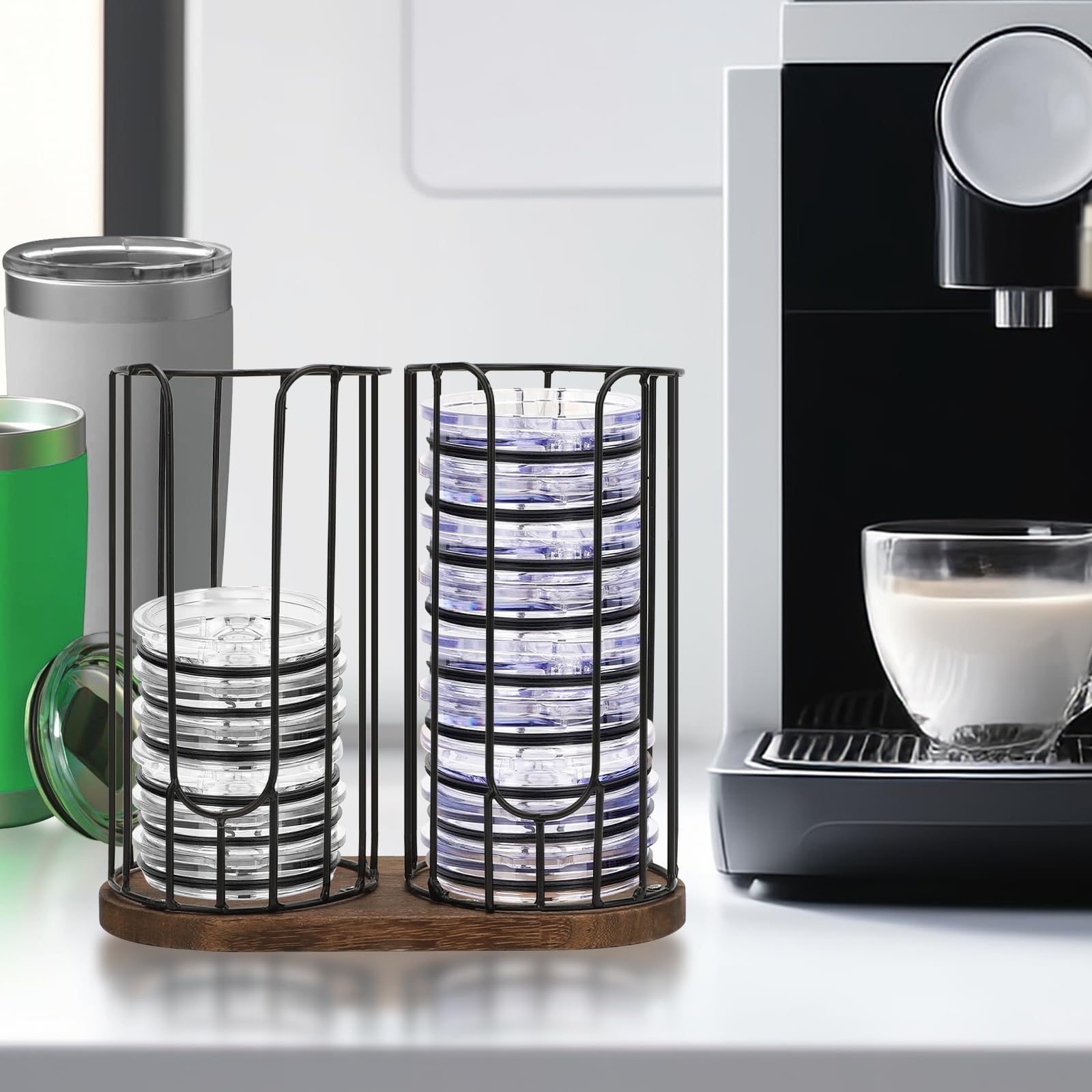 Organizador de tapa, diseño que ahorra espacio, almacenamiento vertical delgado para hasta 10 tapas, organización de armarios de cocina y encimeras sin desorden