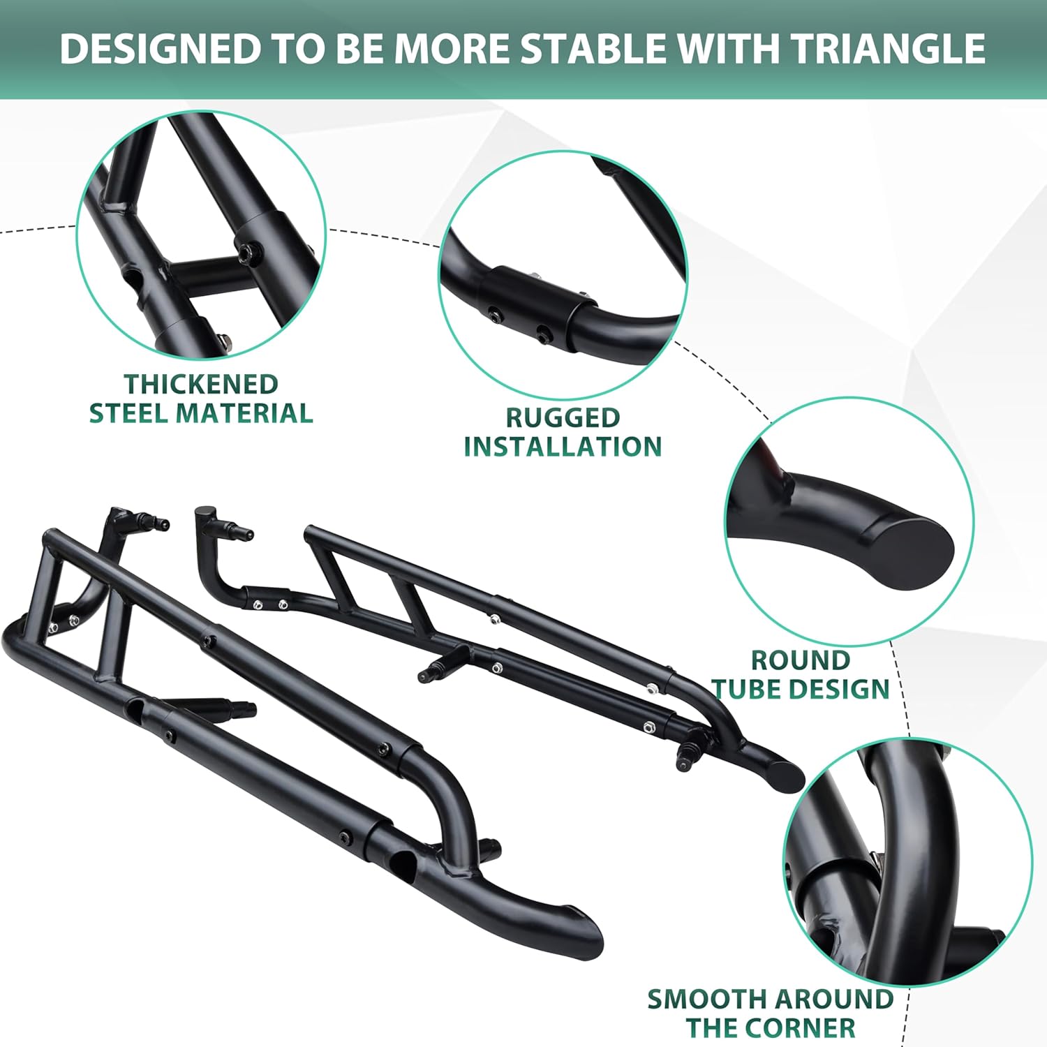 Nerf Bars Rock Sliders for RZR XP 1000 2024+, Heavy Duty Steel Black Tree Kickers Side Steps Combined Side Bumper Guard for Polaris RZR XP 1000 2024 2025 2 Doors Accessories, Left & Right