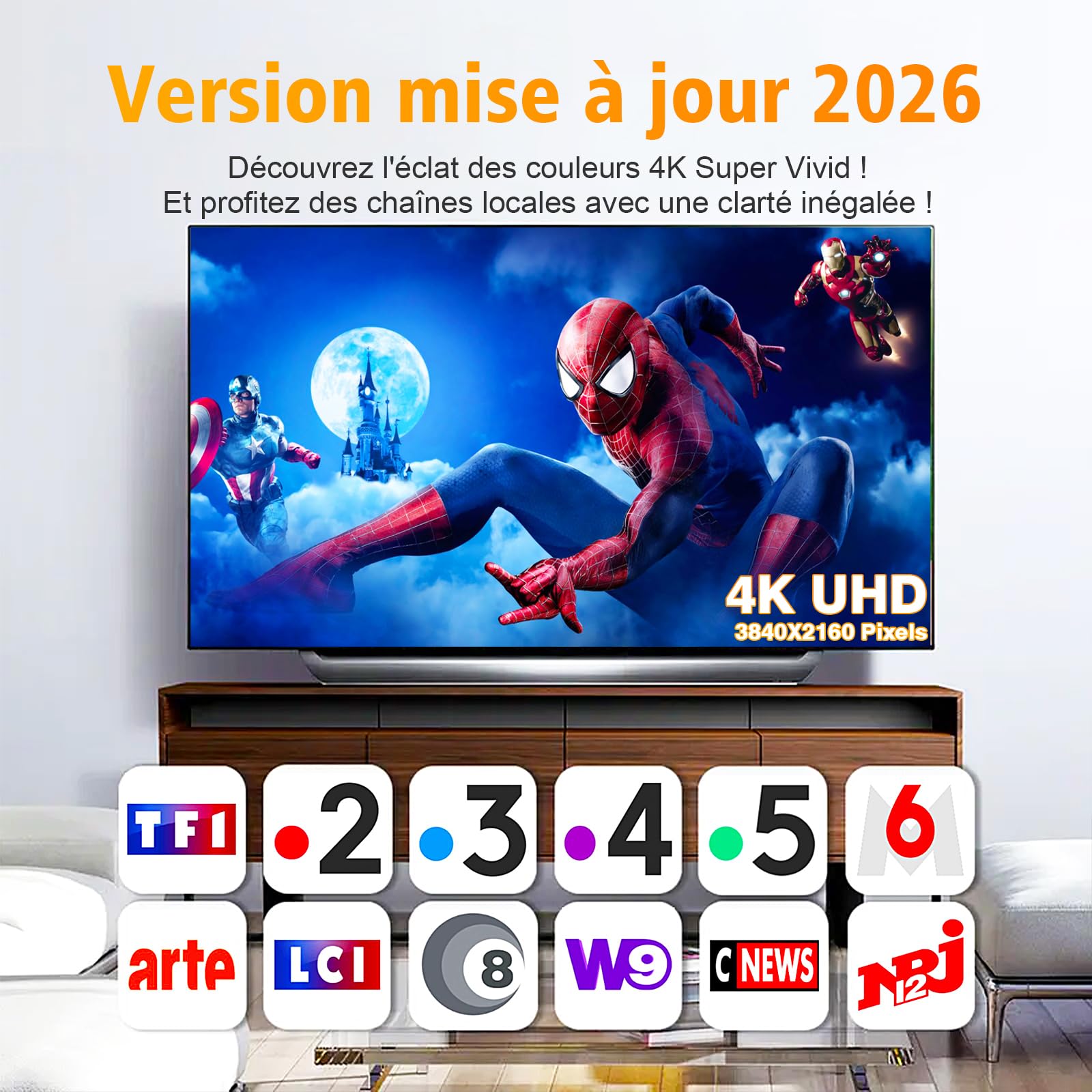Antenne TV Extérieure Yagi 6 Éléments – Antenne Râteau TNT HD 4K Longue Portée, Réception TV Puissante et Stable, Compatible DVB-T/T2, Antenne Anti-Intempéries avec Câble Coaxial 10 m