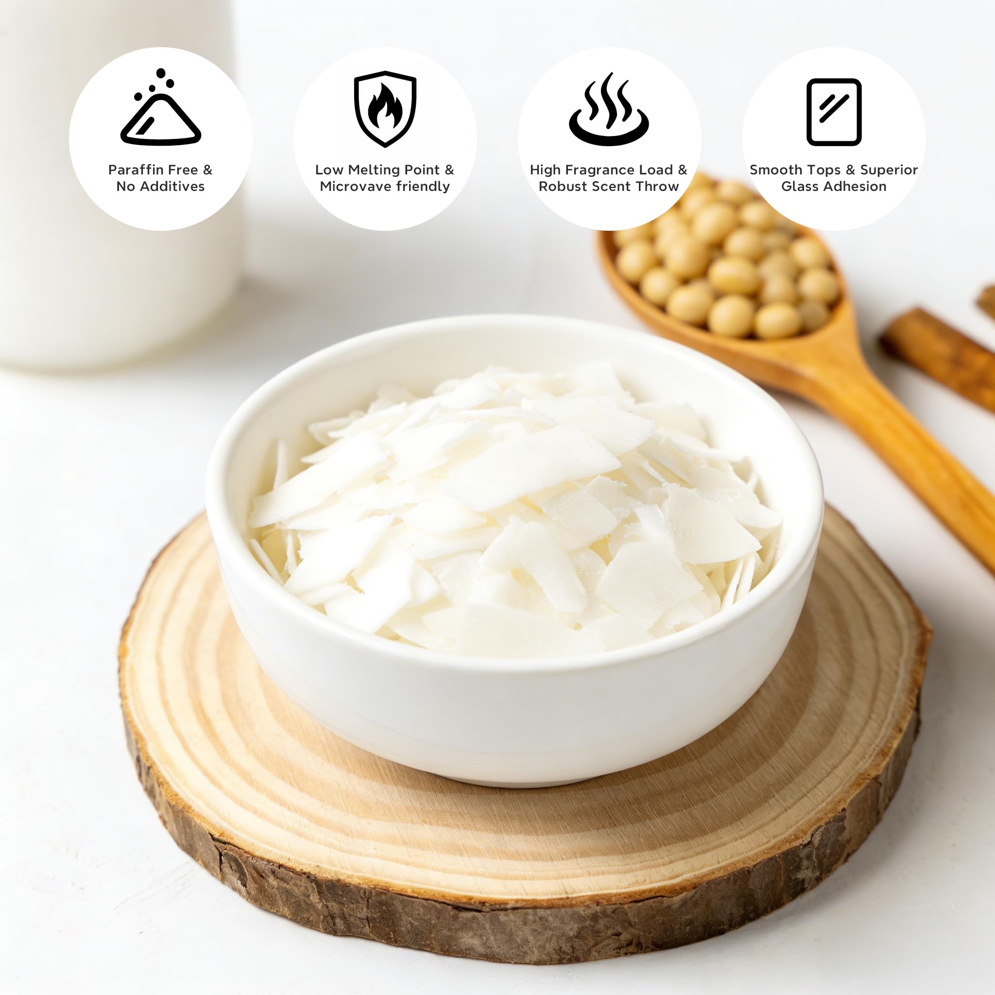 Miluli Copos de cera de soja 100 % natural para hacer velas, ecológicos, combustión limpia, suministros de velas de bricolaje, seguros y puros, 5 libras