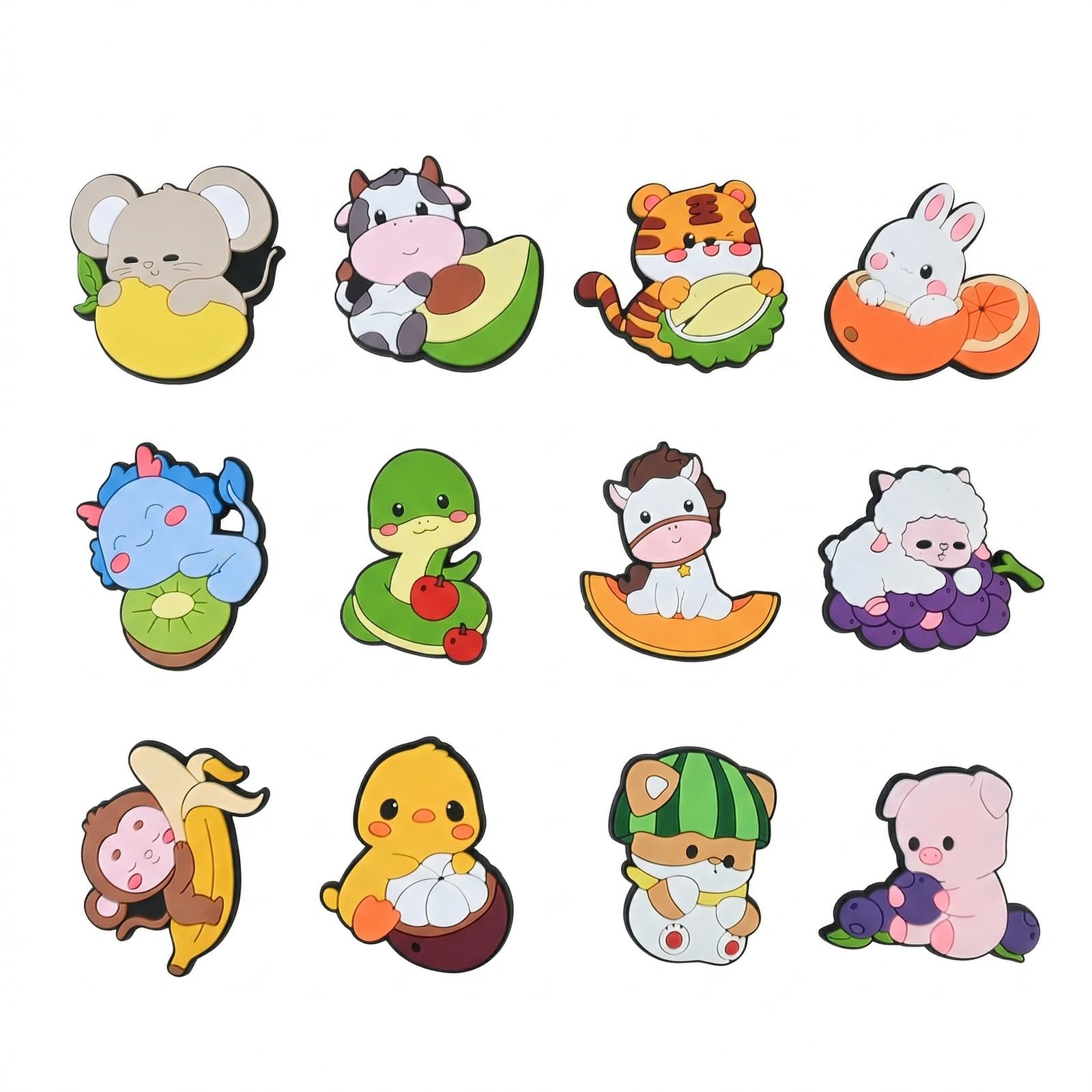 12Pcs Fridge Magnets for Kids & Toddlers - Magnetic Farm Animals for Refrigerator - Educational Learning Toys for Baby 1 2 3 Year Old - Cute 3D Animal Magnets Set
