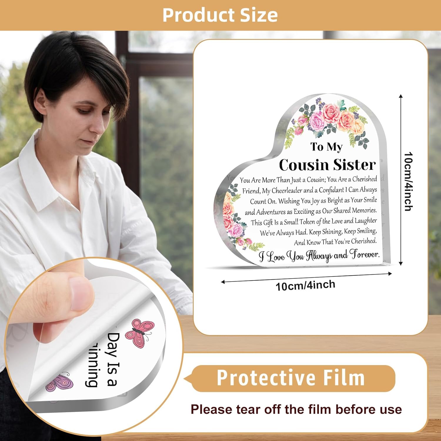 Cousin Acrylic Desk Plaque Sign Cousin Gifts for Sister Birthday Gift for Women Cousins Inspirational Gifts for Women Sister Decor for Friends - Image 2