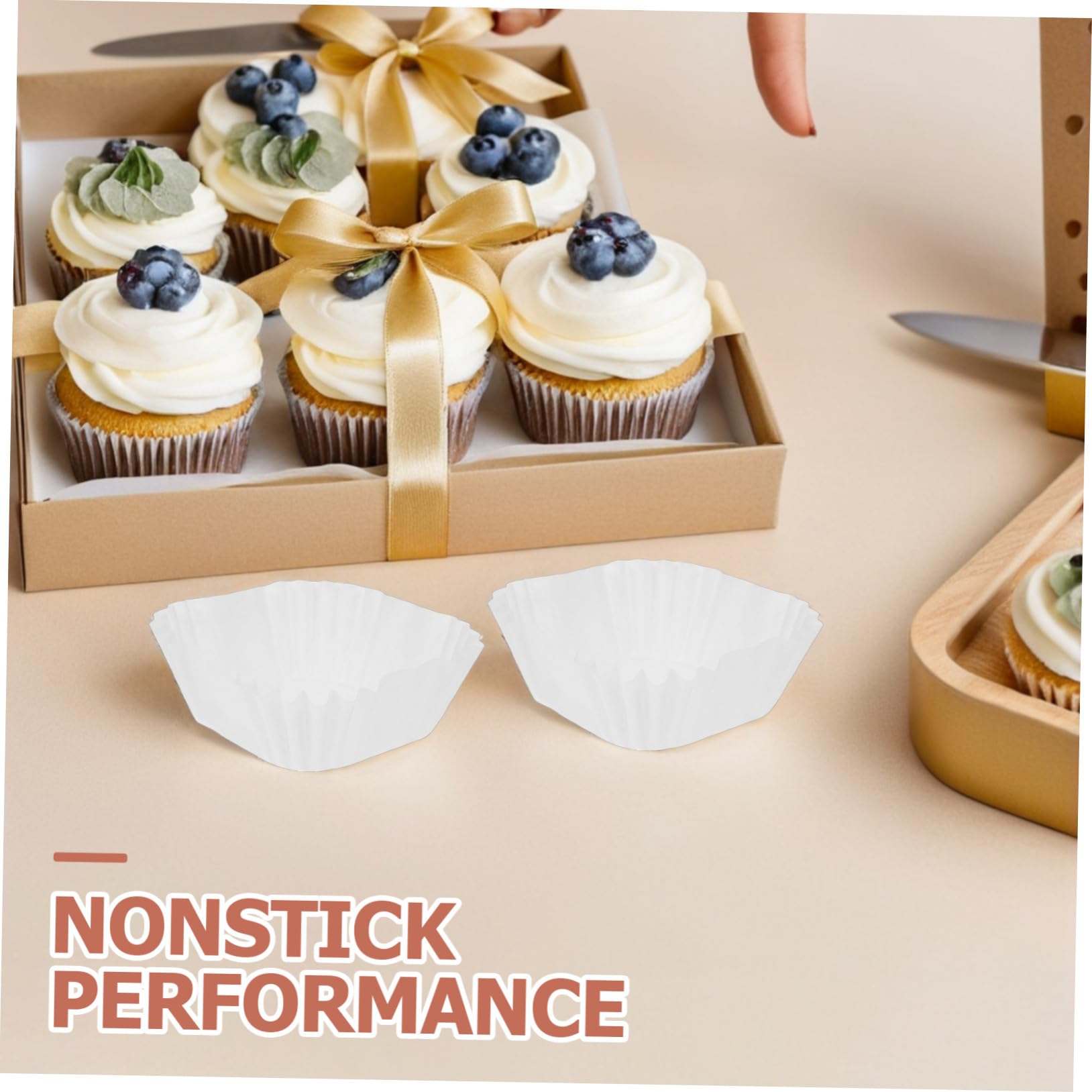 Capacillos para Cupcakes Cuadrados 3000 Piezas de Papel | Blanco, Antiadherente y Resistente al Aceite, Aptos para Horno en Casa o Panadería