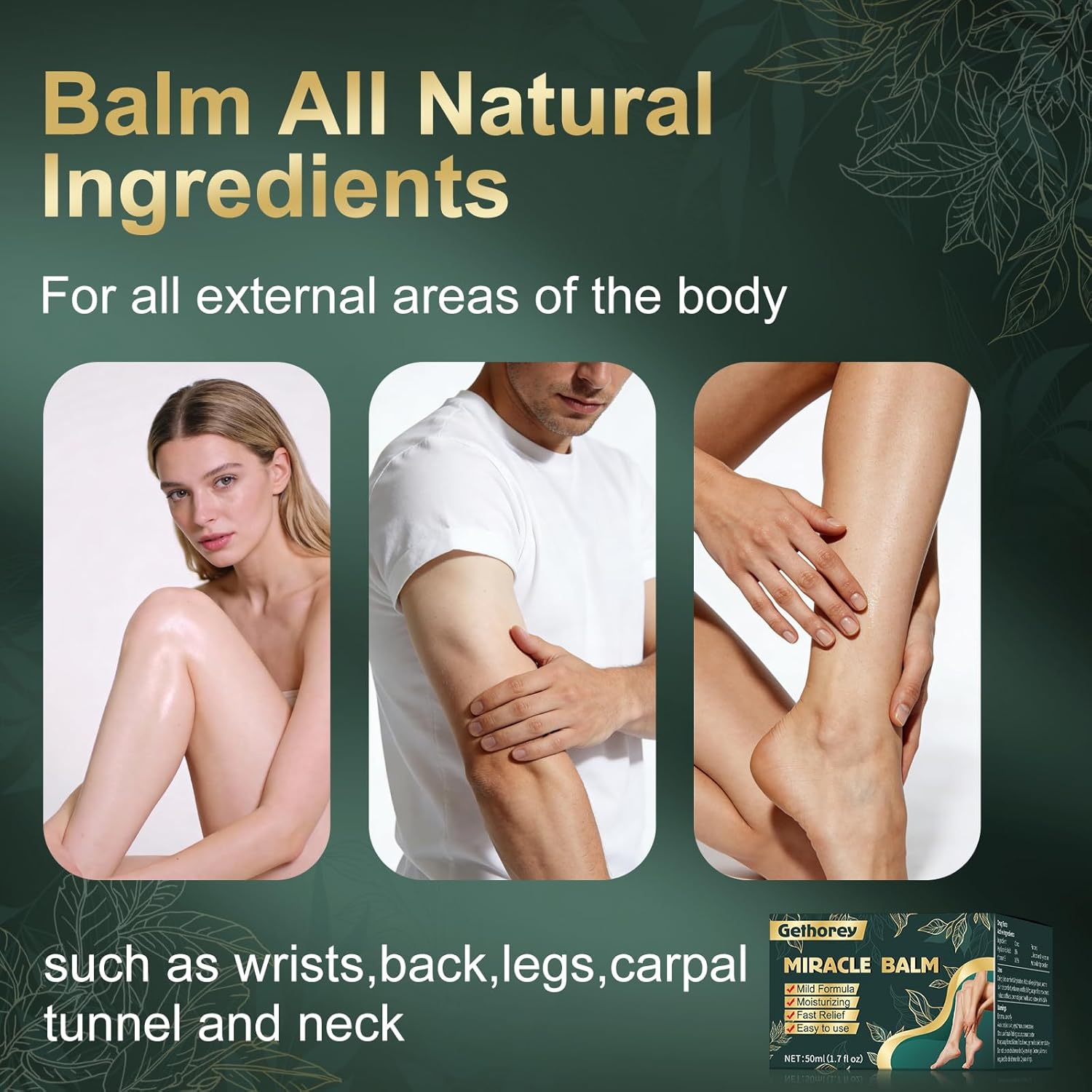 Miracle Balm Joint Relief Balm, 2-Pack with Hyaluronic Acid & Vitamin E, Fast-Acting Moisturizer for Skin & Joint Comfort, Soothing Hydration Formula-B02