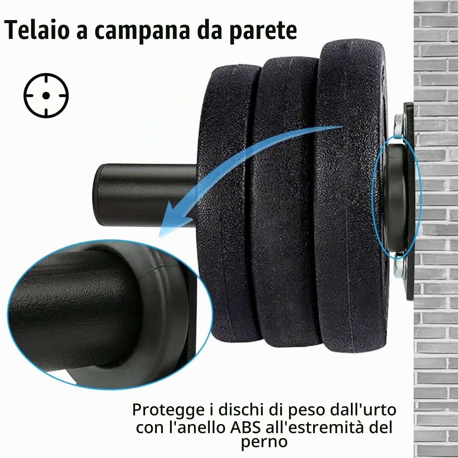 2 Ssupporti per Dischi Pesi, 50mm Supporto per Pesi Portapiatti Montato a Parete per Stadio Palestra Deposito Pesi