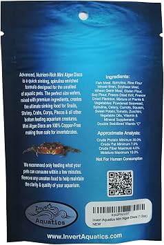 Mini Algae Discs - Sinking Diet for Snails, Shrimp & Bottom Feeding Fish (1.5oz (42,5g))