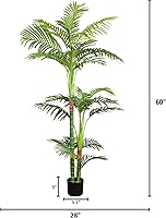 Vista 5 de Verel 5FT Artificial Fake Palm Tree Plants for Outdoor - Tall Large Faux Areca Palm Plant Trees for Indoor Home Decor, Artificial Palm Tree