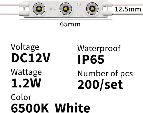 Miniatura 5 de BYTCNC Tira de módulo LED comercial, 200 unidades, 6500 K, luz blanca IP65, impermeable, para letreros publicitarios de letras de canal con cinta