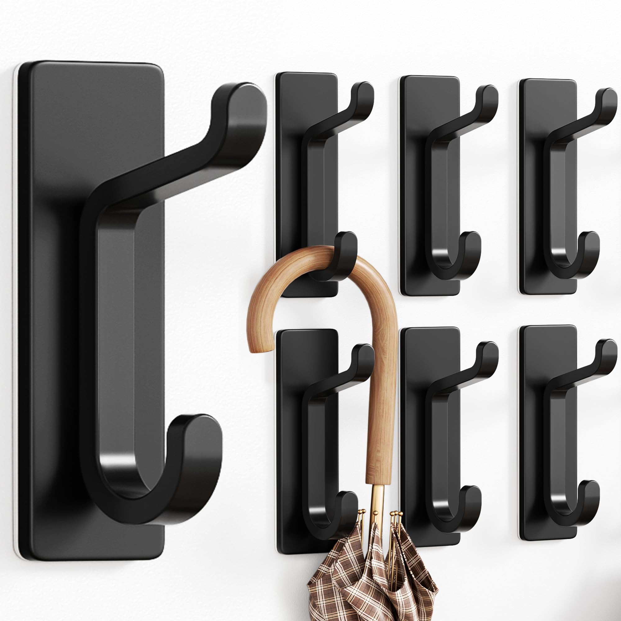 Sponsored Ad – pickpiff 6-Pack Stick on Hooks for Hanging, Extra Sticky 6KG (Max), Coat Hooks for Door Self Adhesive, Metal Stainless Heavy Duty, for Towel Coat Hat Purse in Bathroom Shower, Black