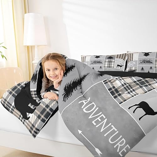 Miniatura 5 de Erosebridal Juego de edredón rústico de retazos, tamaño Queen, decoración de cabaña, juego de ropa de cama para niños, adolescentes y adultos,