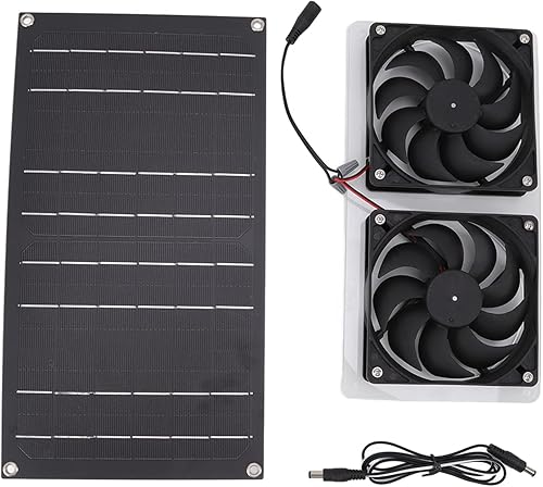 Kit de ventilador de panel solar de 100 W, ventilador solar portátil solar con cable para gallinero, invernadero, cobertizo para mascotas