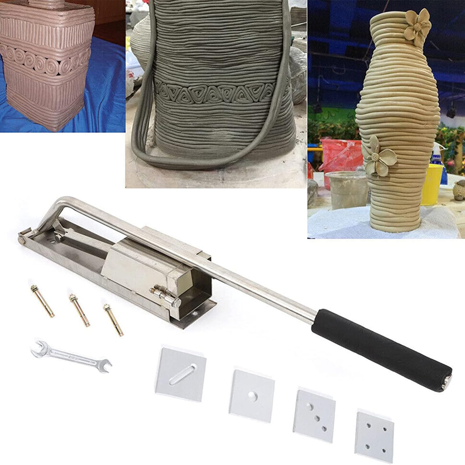 粘土押し出し機　壁取り付け　ハンドル付きステンレススチール押し出し機　4層モード 粘土押し出し機 壁取り付け ハンドル付きステンレススチール